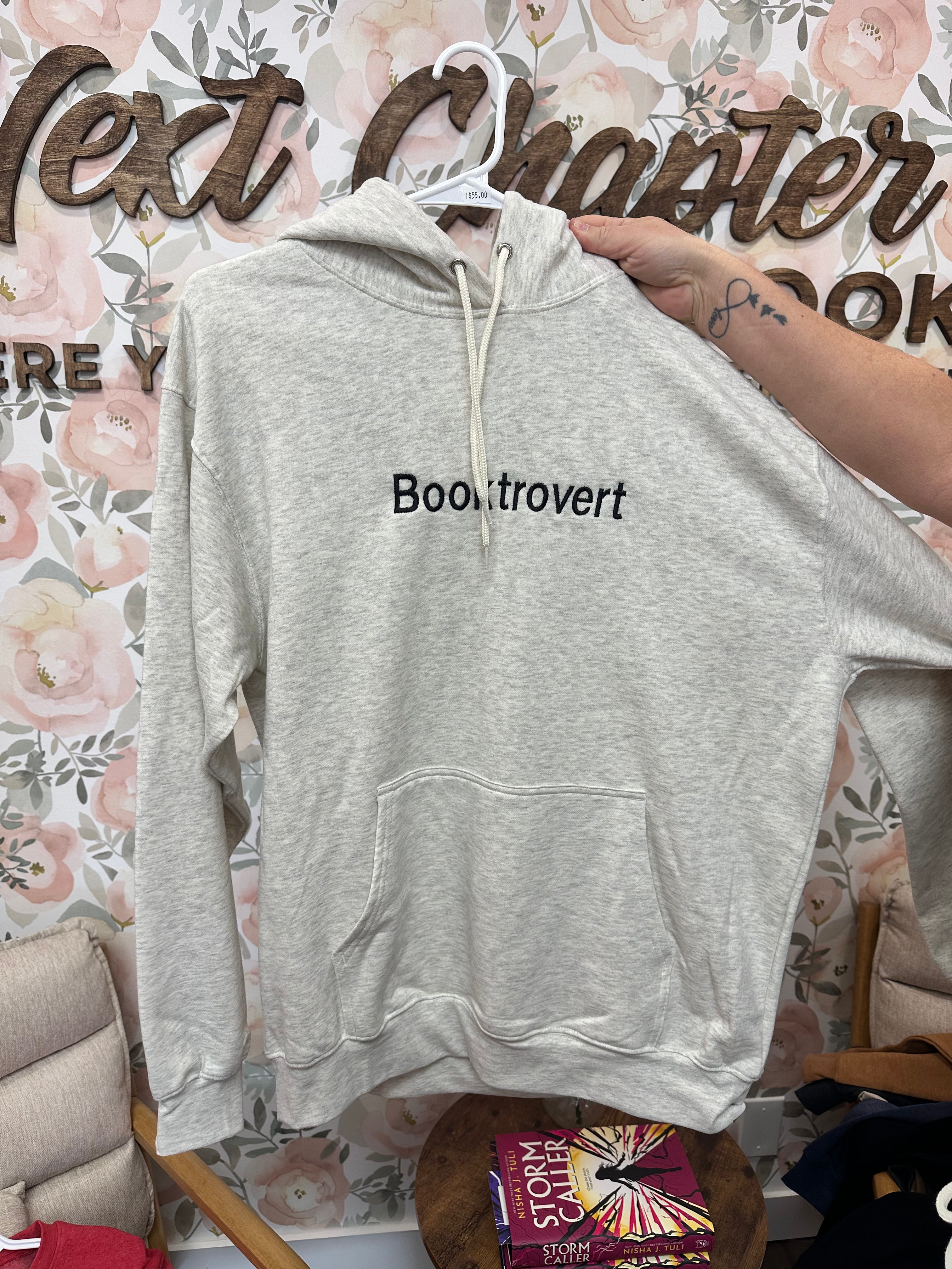 Booktrovert Hoodie Light Grey