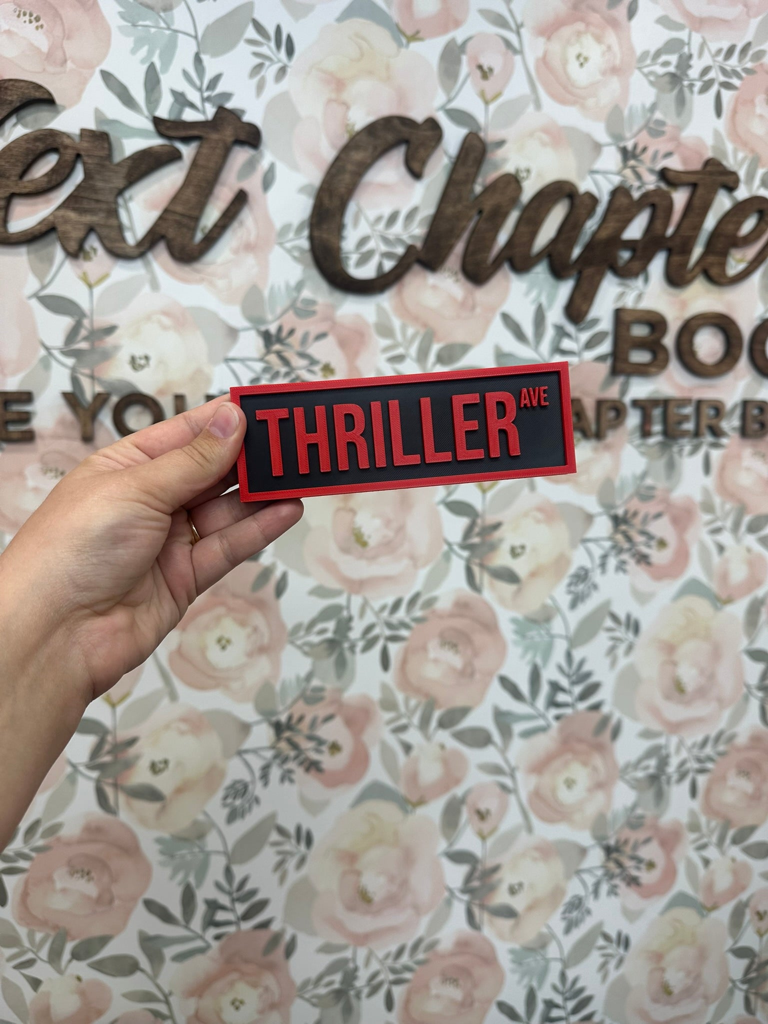 Thriller Ave Shelf Sign
