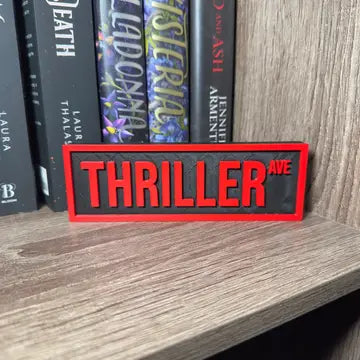 Thriller Ave Shelf Sign